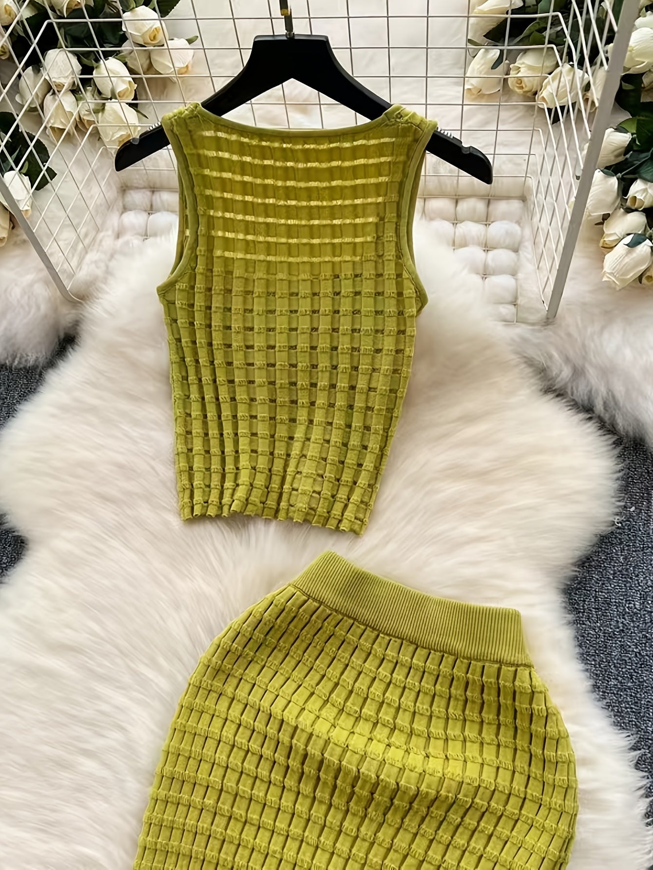 Two-piece Set of Elegant Knitted Vest & Long Dress for Women